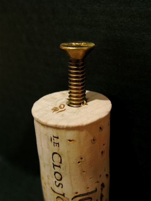 An Insignia brass screw meets a cork from Le Clos Jordanne
